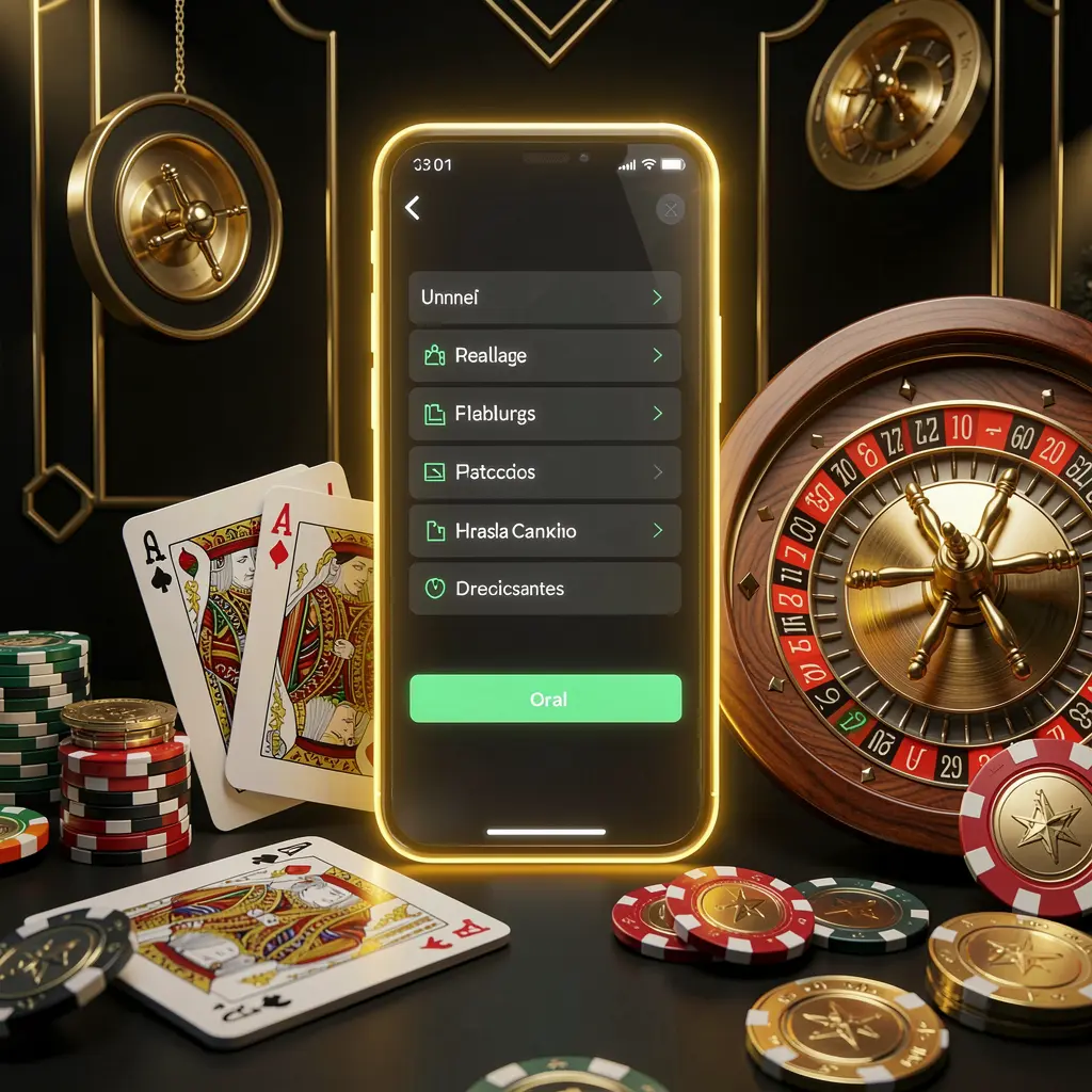 BK688 online casino account portal featuring a glowing smartphone surrounded by premium cards, chips, roulette wheel, and coins on a black and gold background with cinematic lighting in a realistic 3D render