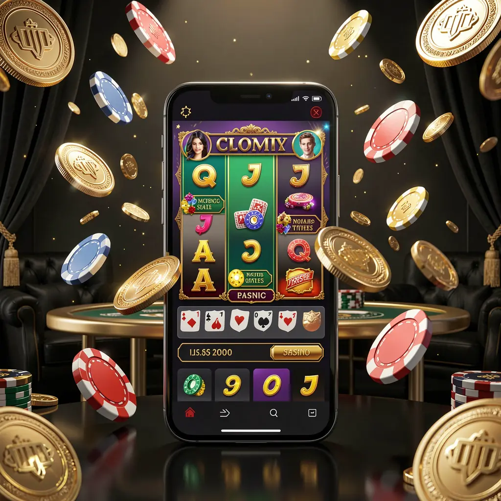 BK688 modern online casino main page visual featuring a smartphone with a glowing gaming interface surrounded by flying coins and chips in a black and gold luxury atmosphere